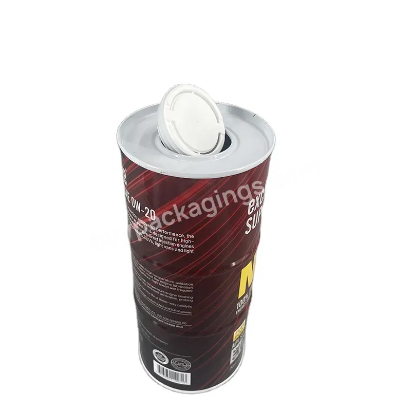 1 Liter Round Metal Cans,Empty Tin Cans With Bottom And Lid Printing,For Engine Auto Oil And Motor Oil