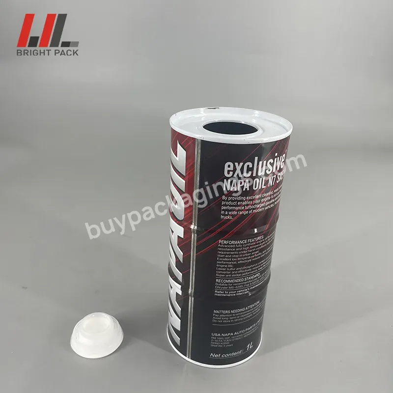 1 Liter Round Metal Cans,Empty Tin Cans With Bottom And Lid Printing,For Engine Auto Oil And Motor Oil