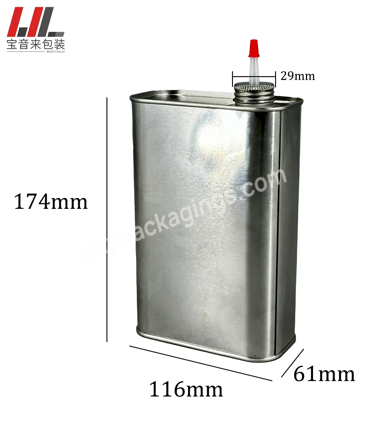 1 Liter Square F-style Metal Can With Metal Screw Lid For Glue