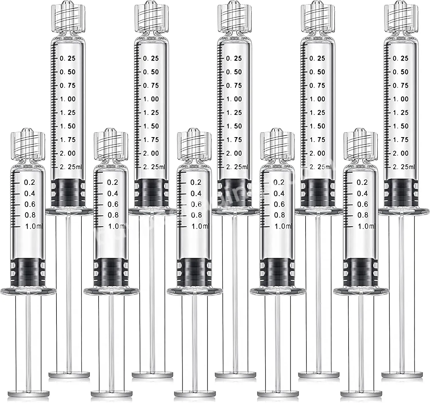 1 Ml 2.25ml Borosilicate Glass Luer Lock Prefilled Syringe Anti-leak Luer Lock Heat Resistant Accurate Measuring Syringe For Lab