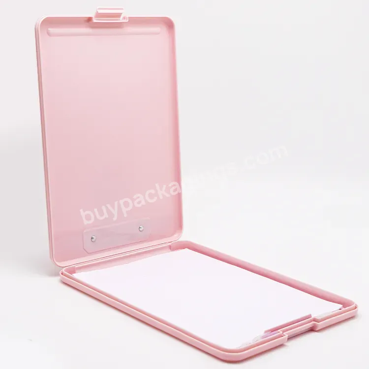 1 Pcs Best Price Hard Plastic Aluminum Clip Metal High Capacity Writing Pad Clipboard With Storage Box