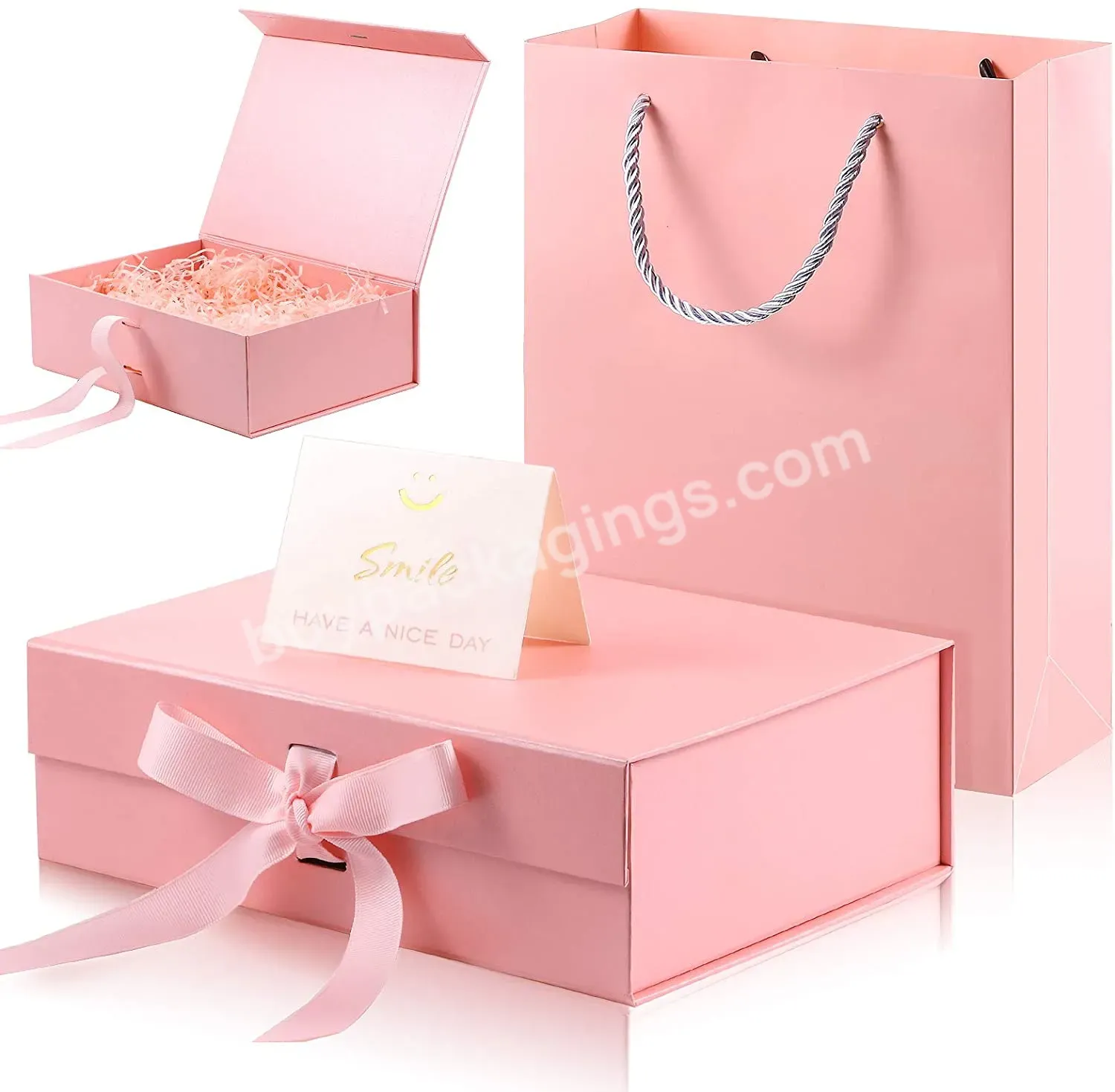 1 Set Factory Custom Luxury Cloths Packaging Cardboard Rigid Magnetic Paper Box And Coated Paper Bag With Handle