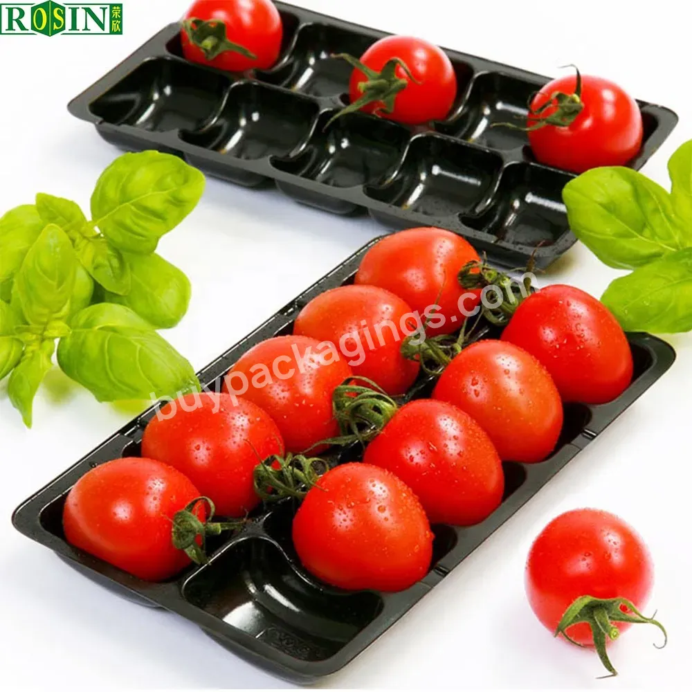 10 20 50 Pcs Black Plastic Tray Stackable Disposable Plastic Food Packaging Trays Custom Thermoformed Trays