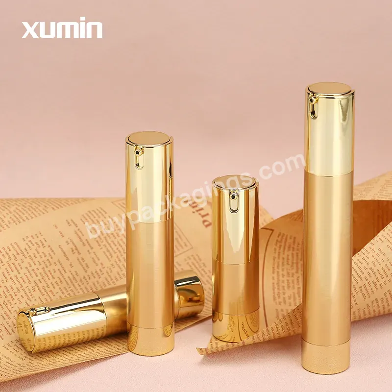 10 Ml 15ml 20ml 30ml Plastic Airless Pump Bottle 10ml Matte Gold Pump Bottle For Lotion Bottles With Gold Pump