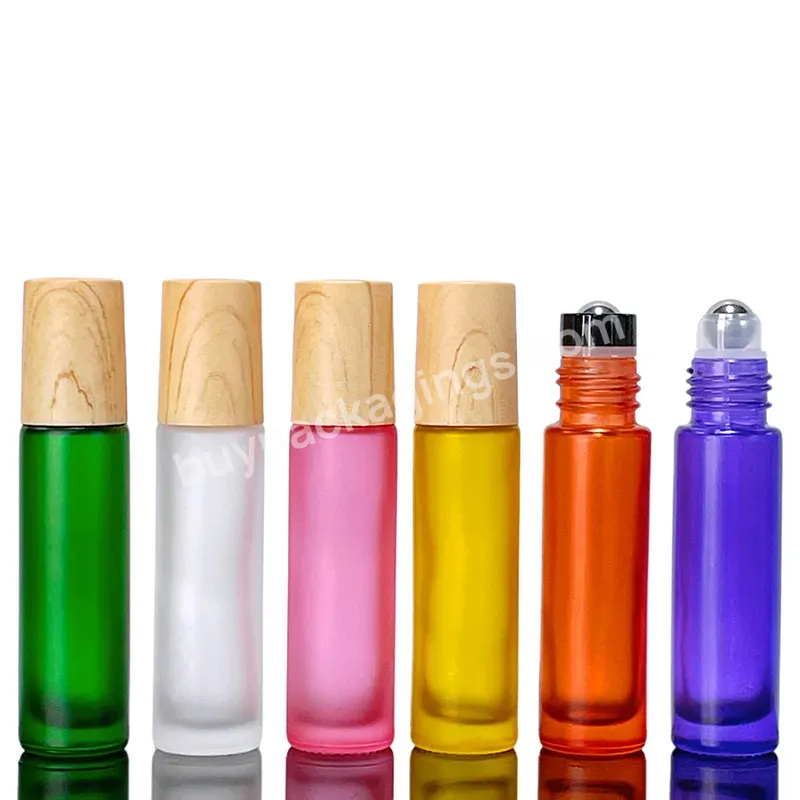 10 Ml 5ml Matte Colored Bottles Perfume Essential Oil Clear 10ml Bamboo Roller Roll On Glass Bottle With Metal Ball Lid For Oils