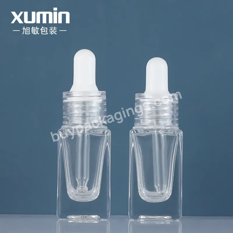 10 Ml Clear Serum Bottle 10ml Transparent Square Dropper Bottle Liquid For Face Skin Care Packaging