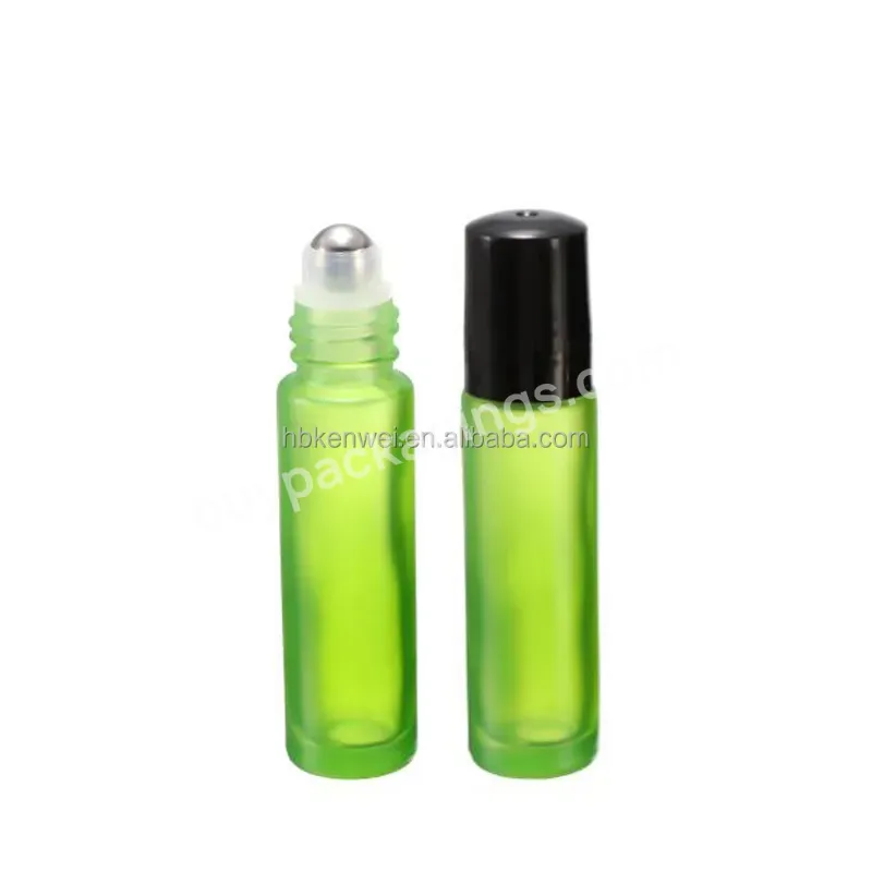 10 Ml Green Frosted Roll On Glass Bottle Roll-on Black