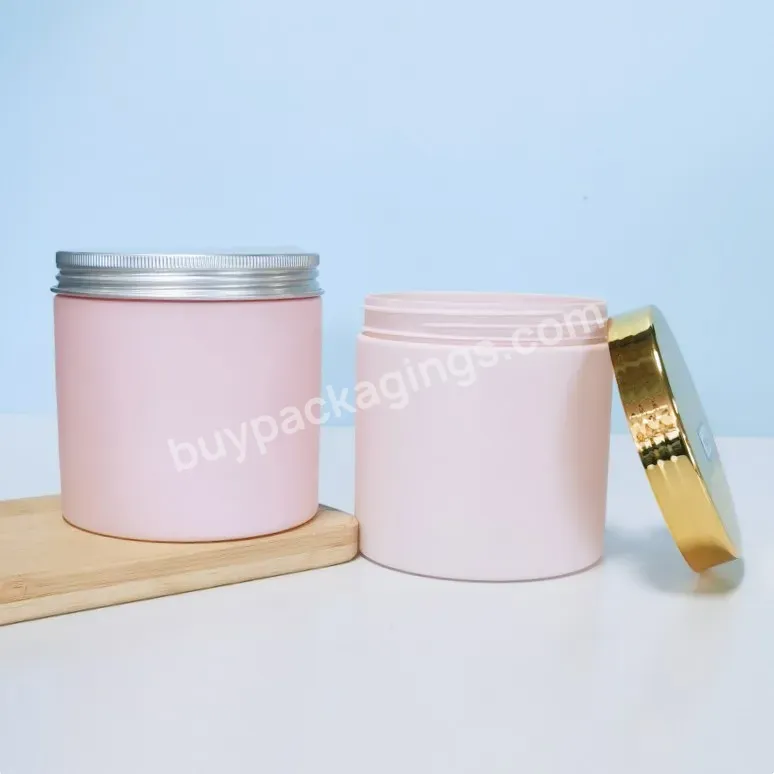 100 120 150 200 250g Pet Plastic Jars Pink Face Cream Container Body Butter Pot Cosmetic Cream Jars Packaging With Gold Lid