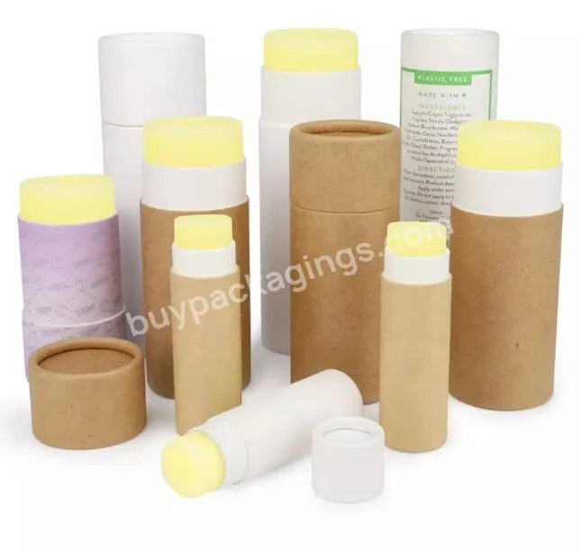 100% biodegradable deodorant paper tube cosmetic packaging push up kraft lip balm paper tube