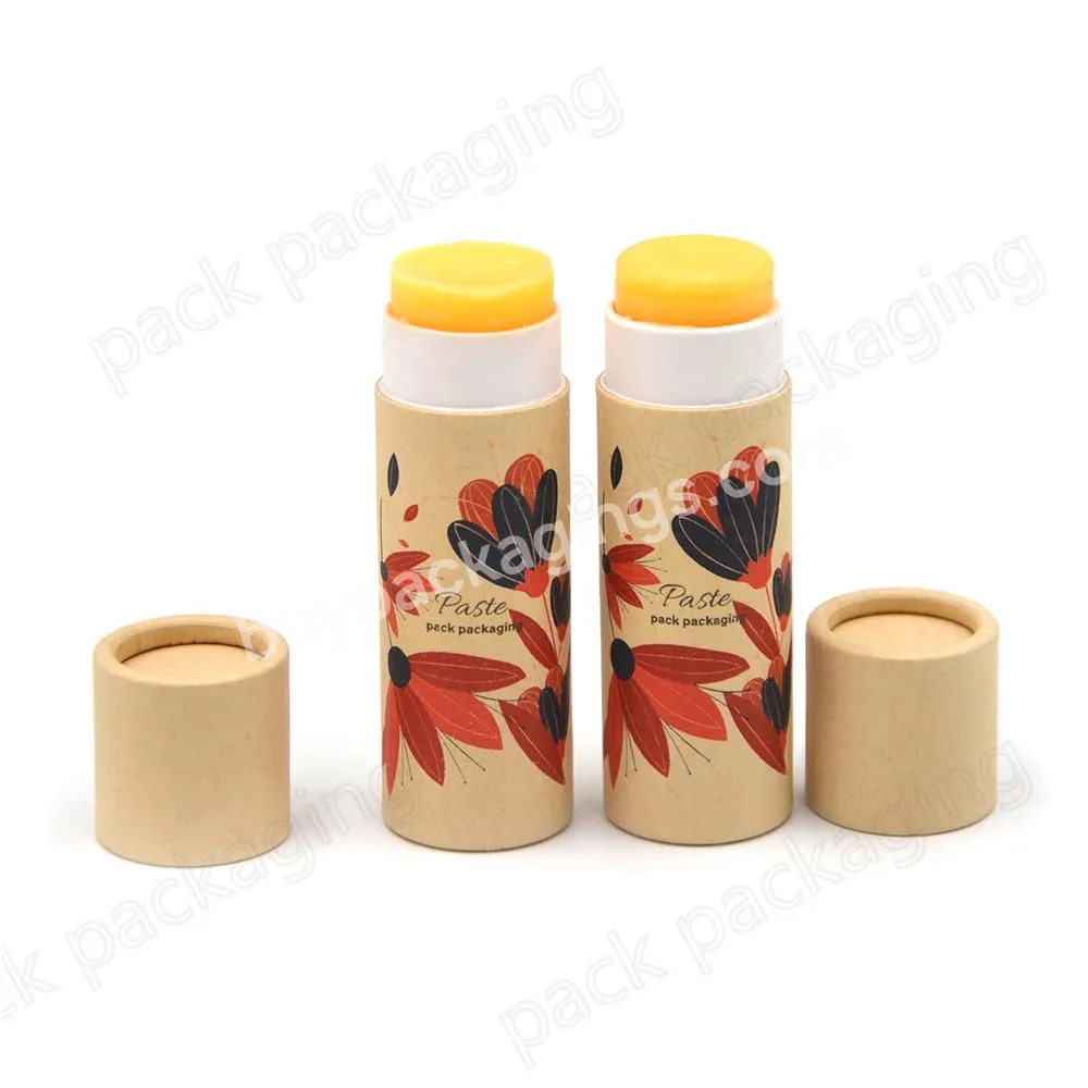 100% Biodegradable Kraft Cosmetic Lip Balm Deodorant Stick Containers Packaging Push Up Paper Tube