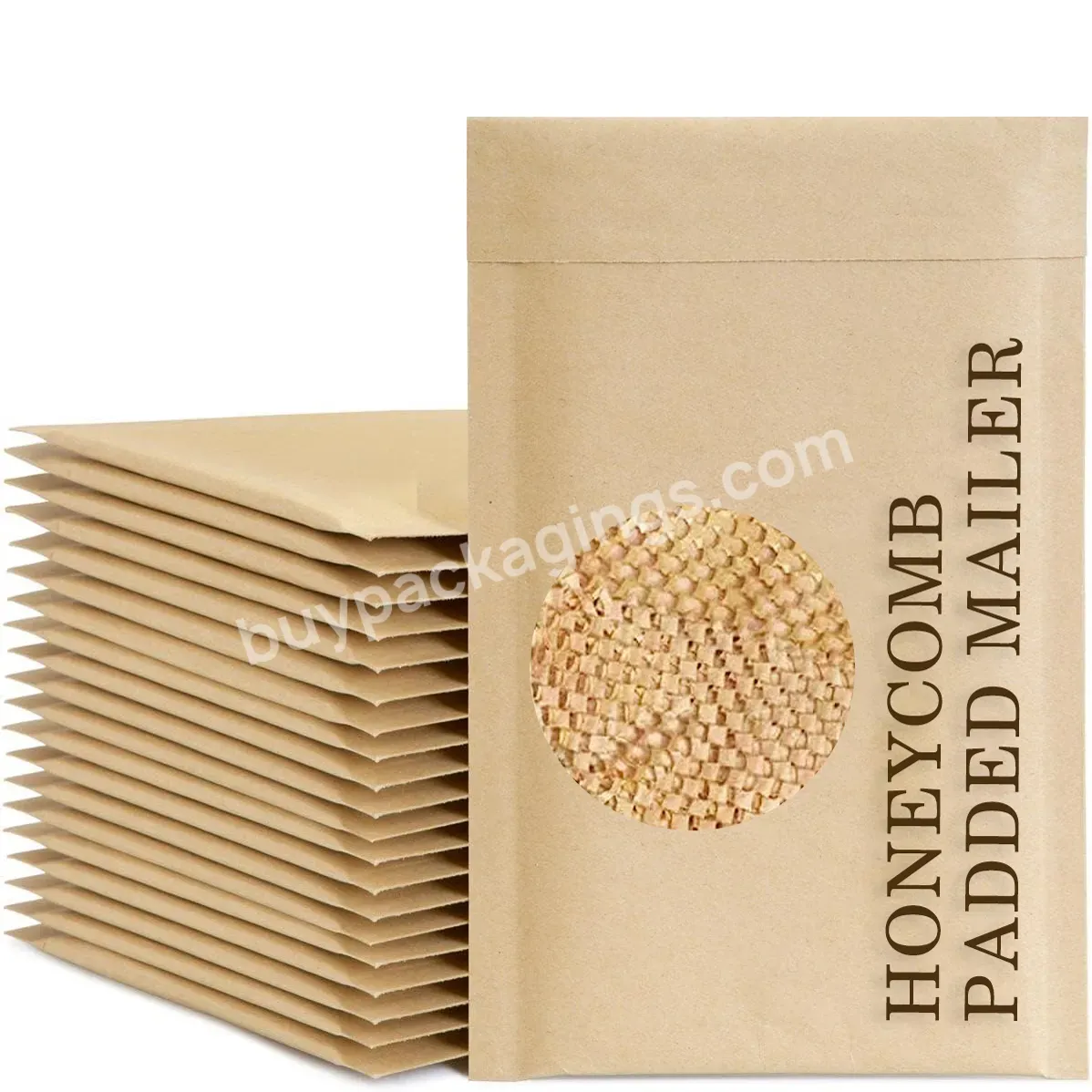 100% Biodegradable Kraft Honeycomb Mailer Custom Logo Design Paper Bubble Envelopes Mailers Padded Shipping For Documents Cd