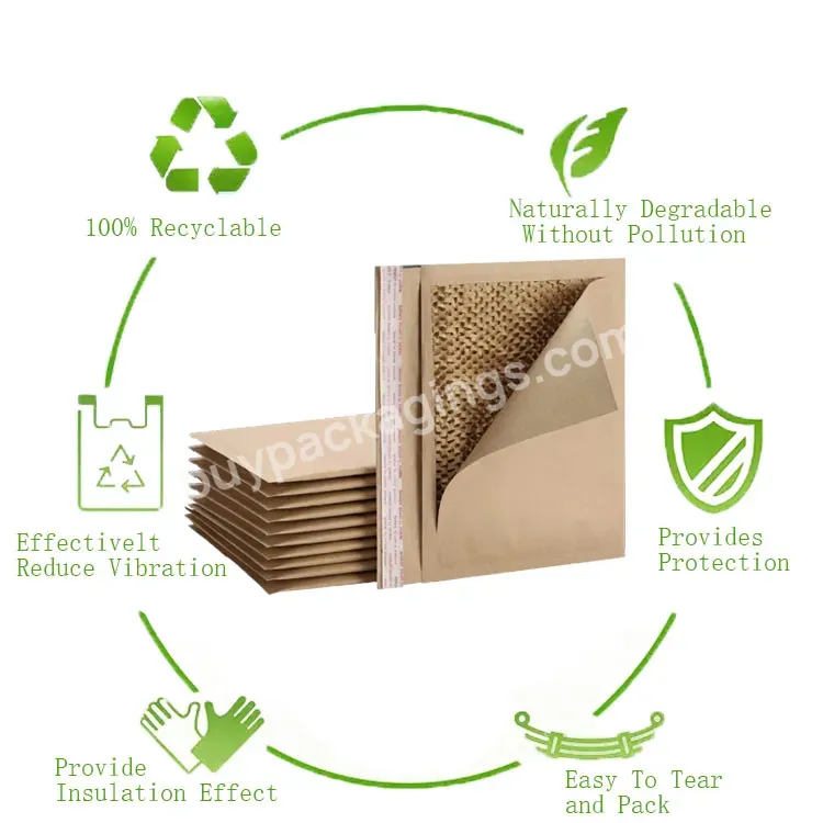 100% Biodegradable Mailer Mailing Bags Padded Paper Cushion Honeycomb Kraft Paper Bag