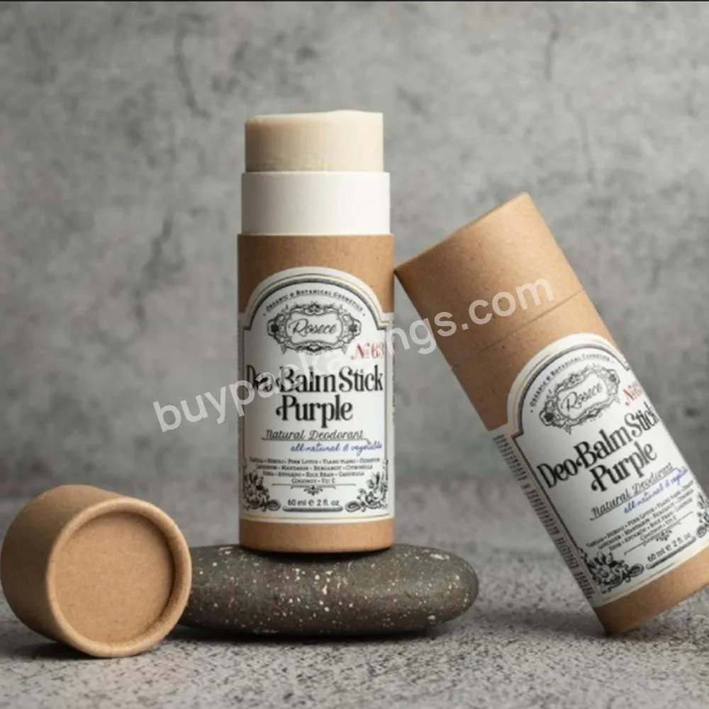 100% Biodegradable Packaging Cardboard Push Up Deodorant Stick Containers Kraft Lip Balm Paper Tube