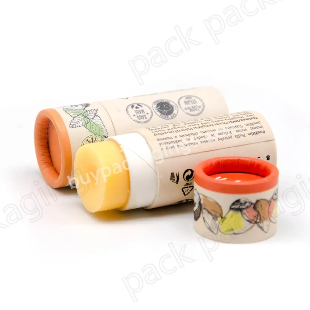 100% biodegradable packaging cardboard push up white black brown kraft lip balm paper tube