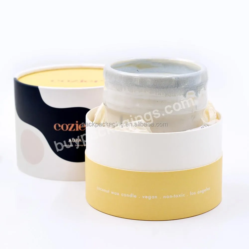 100% Biodegradable round gift candle jar paper tube packaging for essential oil bottle packaging