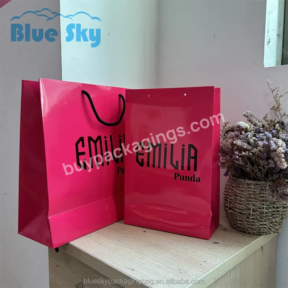 100% Can Be Manufactured Back In China Wholesale High-gloss Paper Bags Custom Customer Shopping Bags Reusable Logo Printing