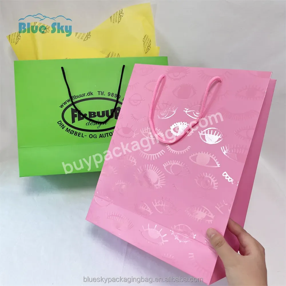 100% Can Be Manufactured Back In China Wholesale High-gloss Paper Bags Custom Customer Shopping Bags Reusable Logo Printing