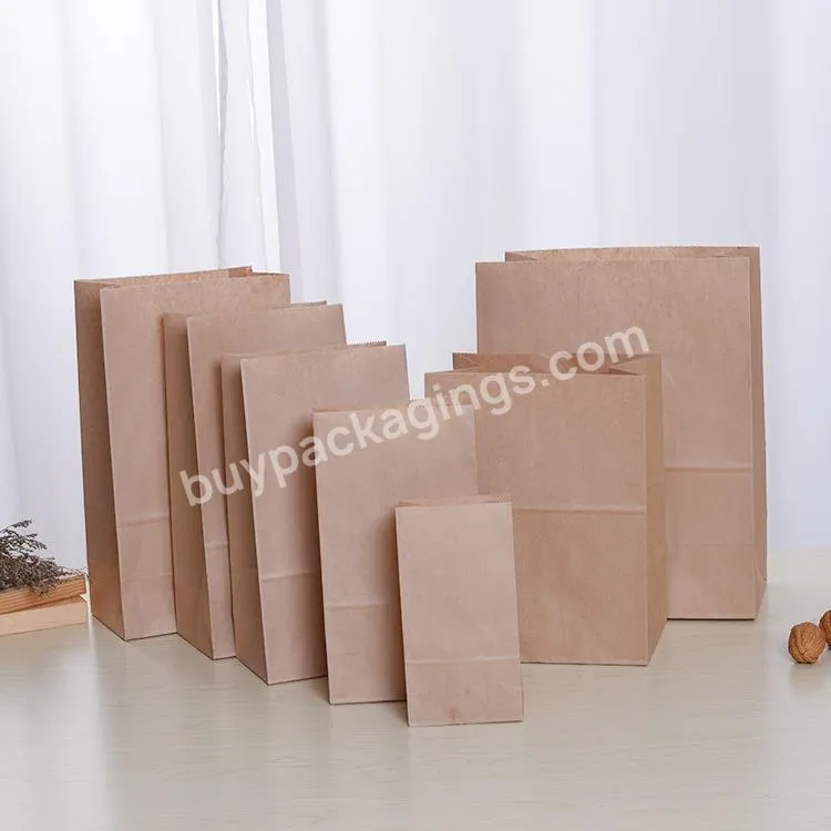 100% Compostable Recycled Durable Brown Kraft Paper Lunch Bags for Snack Takeaway Bread Packaging