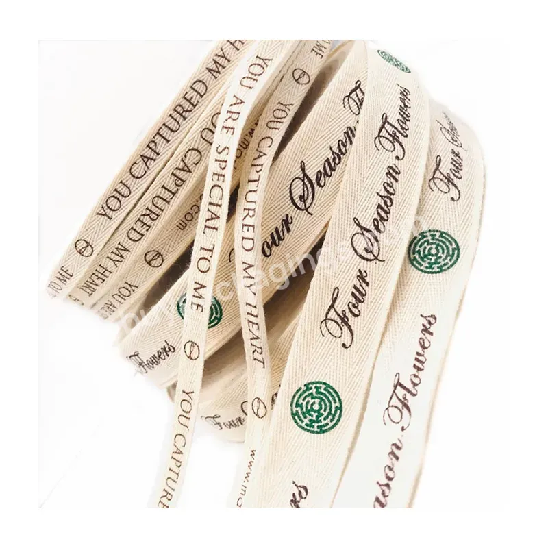 100% Cotton Customized 2 Cm 3/4 Inch Natural White Printed Plain Ribbon With Blue Logo - Buy Plain Cotton Ribbon,Printed Cotton Ribbon,Custom Printed Cotton Ribbon.