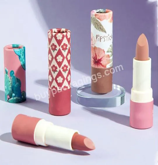 100% Eco Friendly Oem Lipstick Paper Lip Stick Tube Box Cylinder Curled Paper Tube For Lip Balm