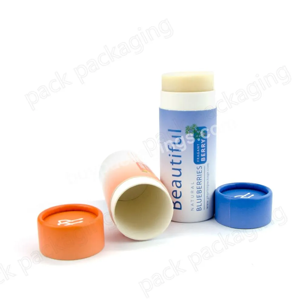 100% eco friendly White Cardboard packaging lip balm Push up Tube for body balm packaging