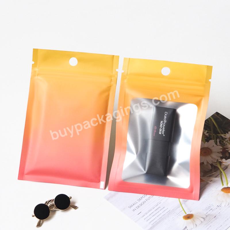 100 Pcs/lot Plastic Makeup Brush Packing Zipper Bags Clear Front Mylar Pouch Cosmetic Packaging Bag