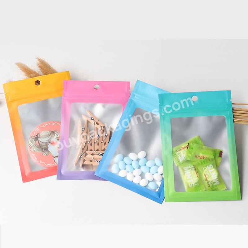 100 Pcs/lot Plastic Makeup Brush Packing Zipper Bags Clear Front Mylar Pouch Cosmetic Packaging Bag