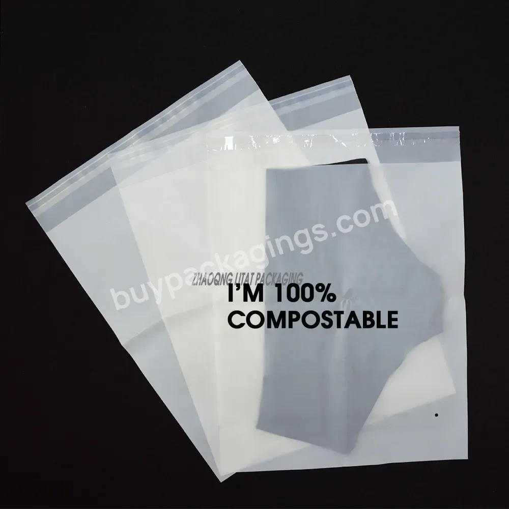 100% Pla Biodegradable Cornstarch Bags Compostable Garment Packaging Bag With Self Adhesive Tap