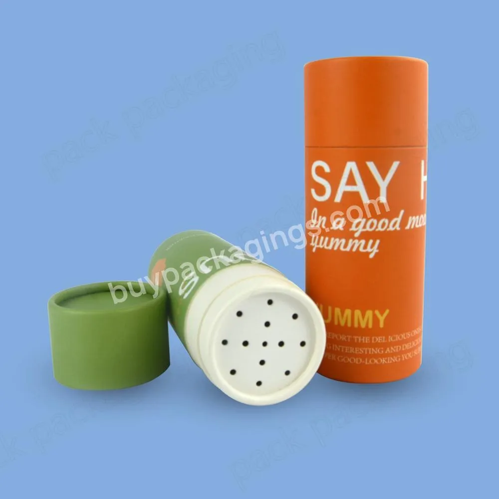 100% plastic free bath salt powder cardboard container packaging with removable paper sifter