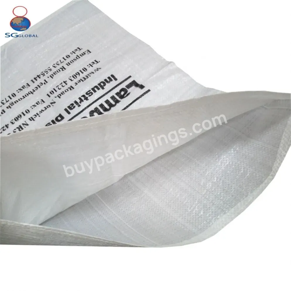 100% Pure Pp Woven Fabric Bags 50 Kg 100 Kg White Plastic Sacks For Packaging Feed Sugar Rice Corn Fertilizer