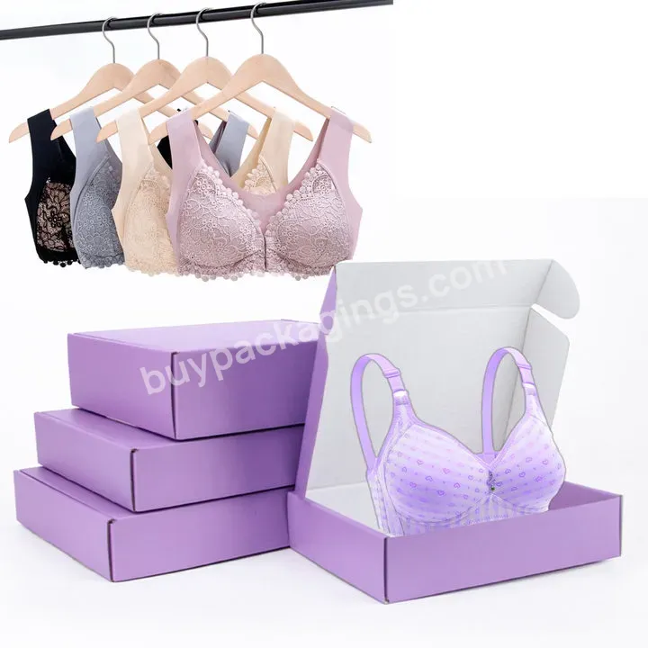 100% Recyclable Custom Light Purple Shipping Box Mailers Printing Logo For Underwear Clothing Packaging