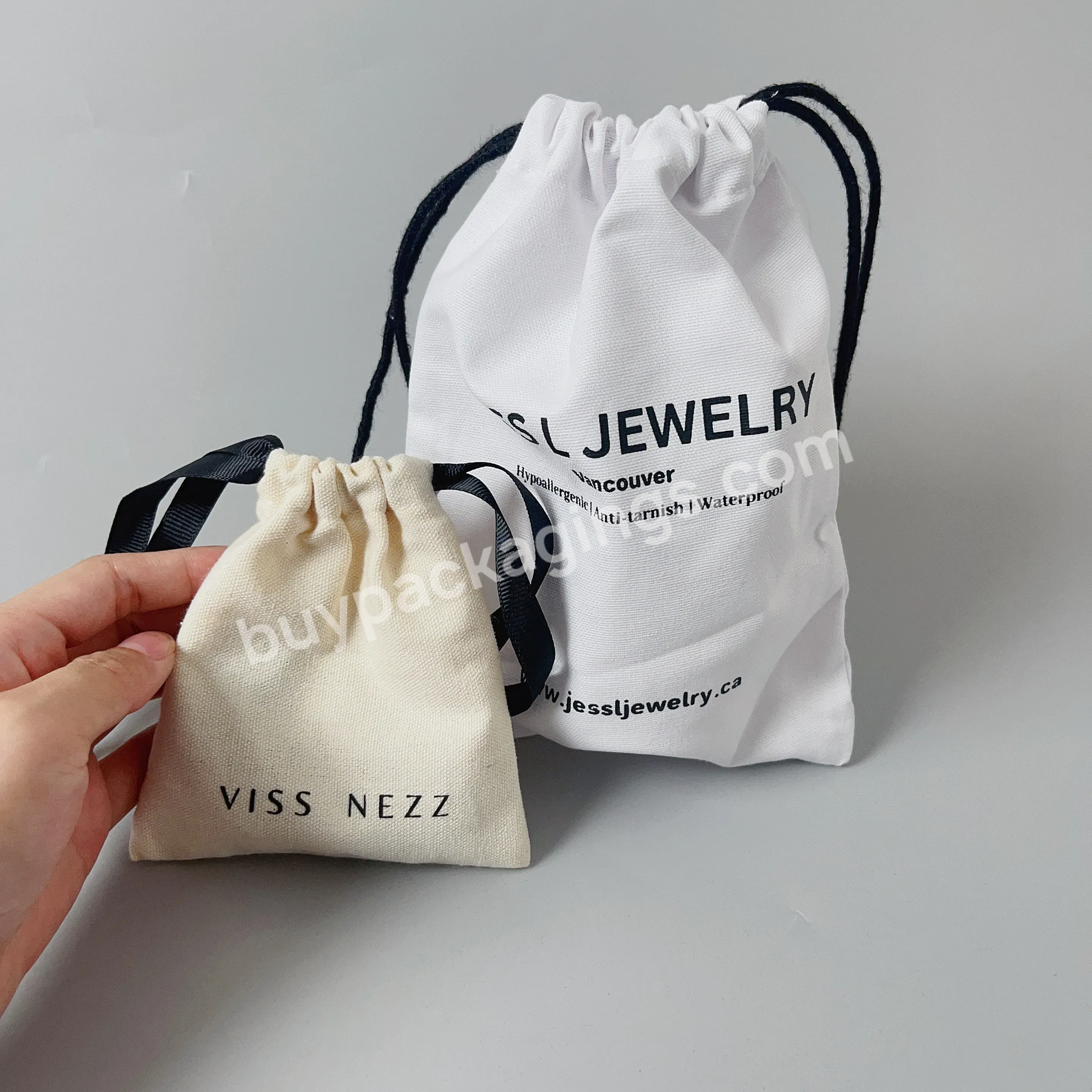 100% Recyclable Custom Wholesale Drawstring Jewelry Bag Pouch Pure Cotton Drawstring Bag