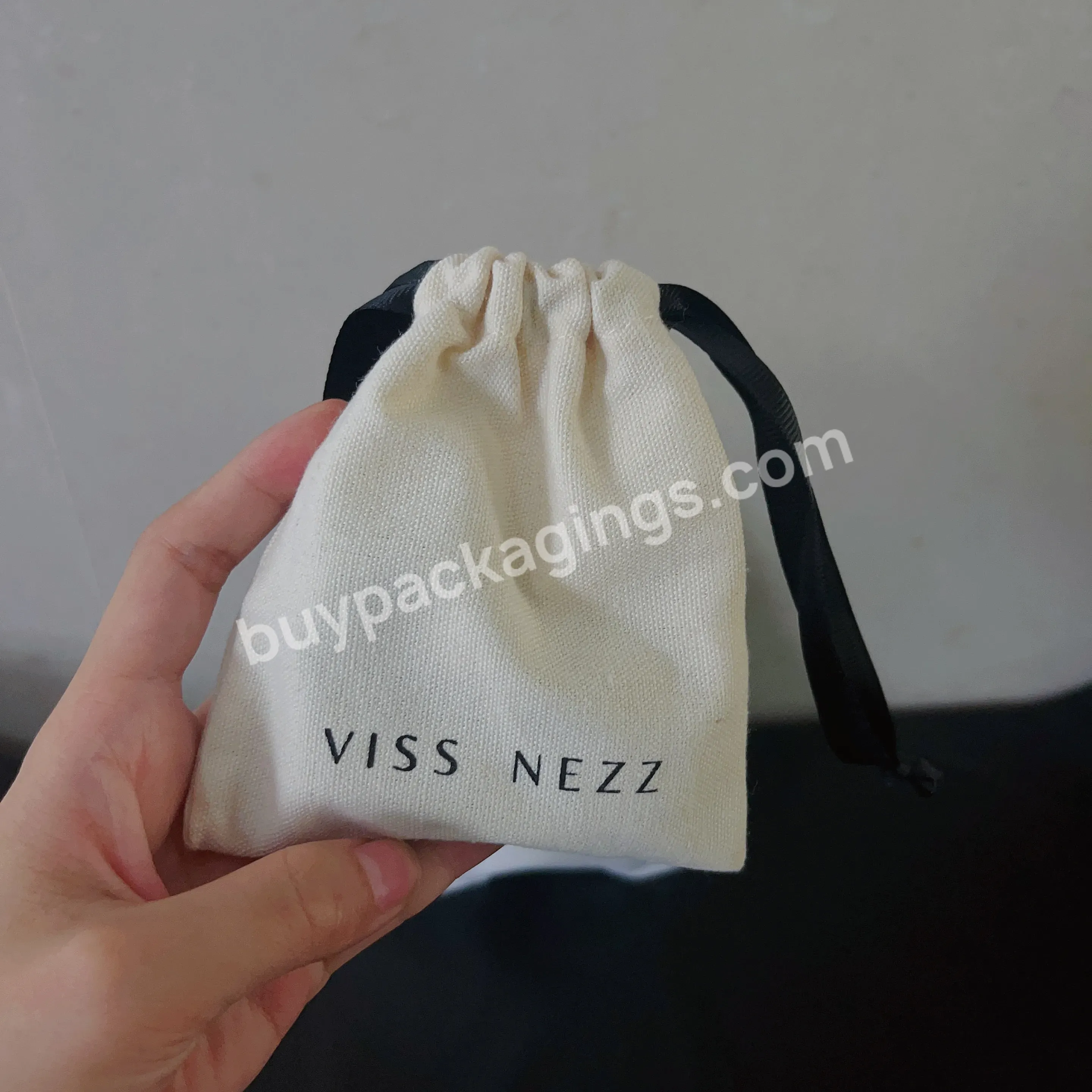 100% Recyclable Custom Wholesale Drawstring Jewelry Bag Pouch Pure Cotton Drawstring Bag