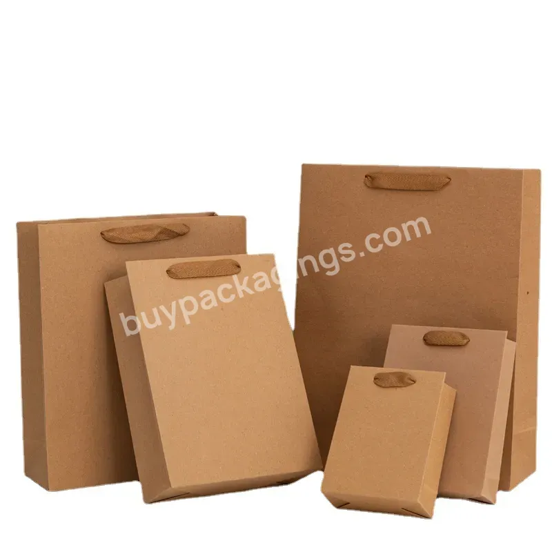 100% Recyclable Eco-friendly Reinforced Handle Custom Kraft Paper Bag Craft Paper Bags Printed Logo