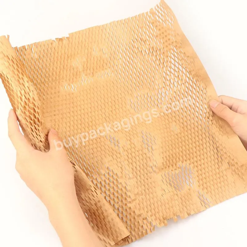 100% Recyclable Sustainable Materials Custom Wrapping Cushions Kraft Paper Roll Honeycomb Kraft Paper For Packaging