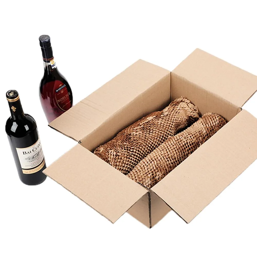 100% Recyclable Sustainable Materials Custom Wrapping Cushions Kraft Paper Roll Honeycomb Kraft Paper For Packaging