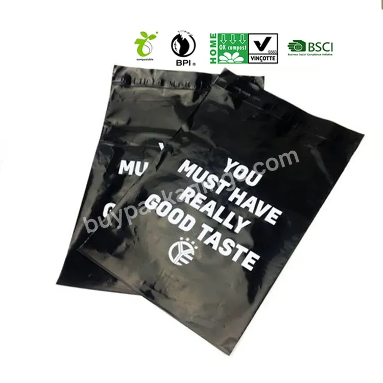 100% Recycle Biodegradable Custom Self Sealing Shirt Packaging Matte Black Poly Compostable Mailer Courier Bag