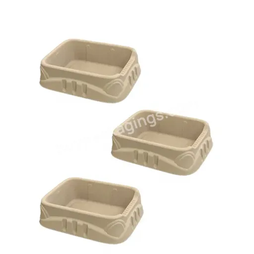 100% Recycled Paper Pulp Cat Litter Tray Box Economy Carrier Molded Fiber Pet Litter Pan Durable No Leak