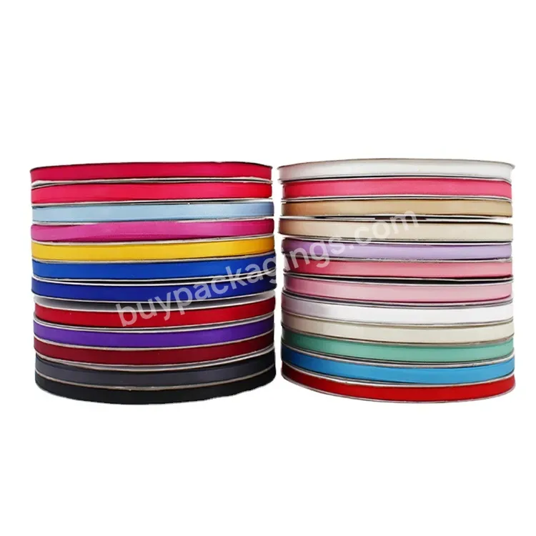 100 Yards Polyester Black White 6mm Satin Ribbon Roll For Gift Packing Solid Color Single Faced Satin Ribbon