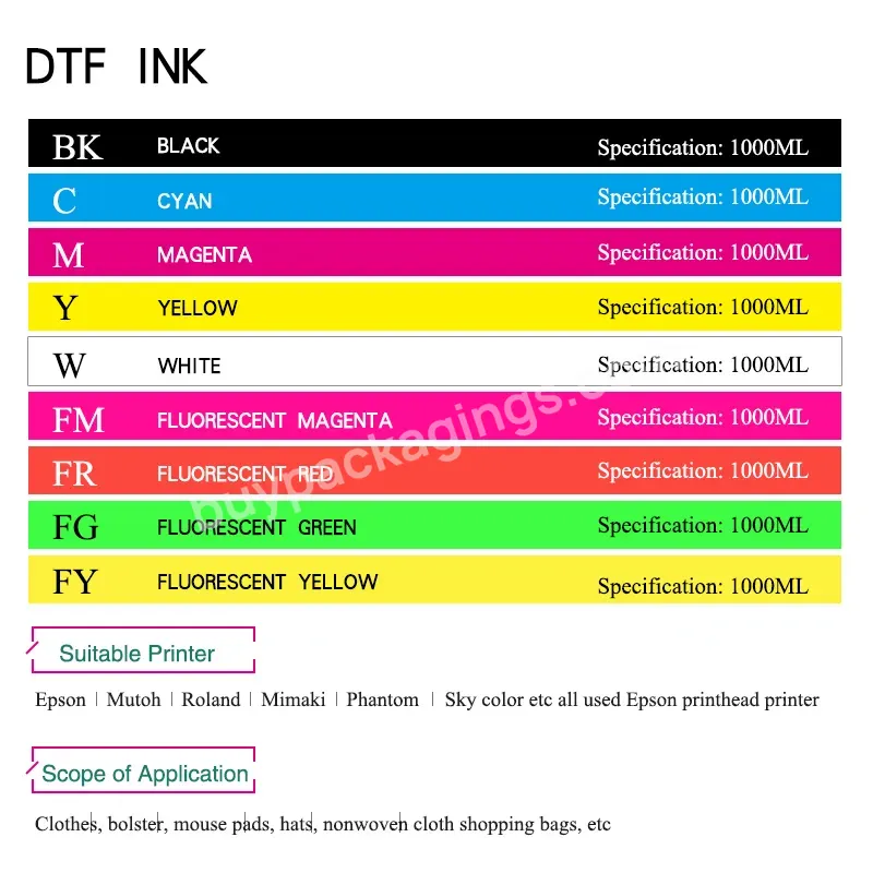 1000ml Dtf Ink Pet Transfer Film Textile Printing Inks Dtf Ink For Ep L1800 L805 Dx5 Dx7 I3200 4720 5112 Dtf Film Printers - Buy Dtf Pigment Ink,Dtf Ink For Ep X5 Dx7 I3200 4720 5112 L1800 L805 Xp600 P800 Printhead,Dtf Ink.