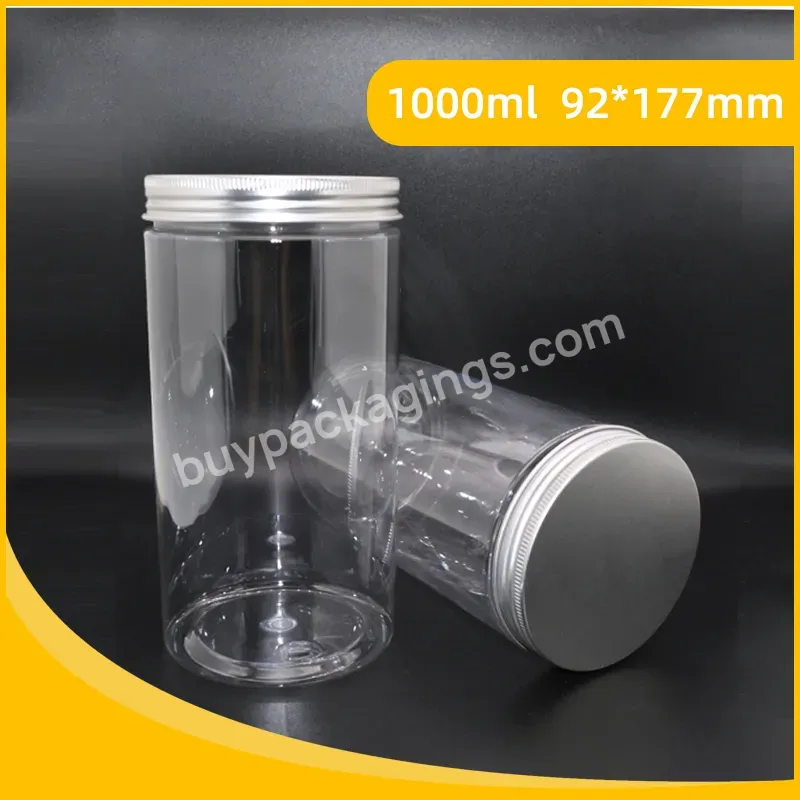 1000ml Empty Plastic Pet Jars For Food Or Cosmetics With Screw Lids Or Aluminum Lids