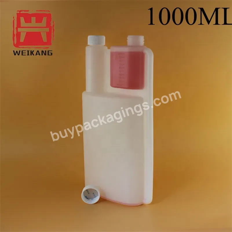 1000ml Hdpe Dosing Measuring Plastic Double Two Dual Chamber Twin Neck Bottle