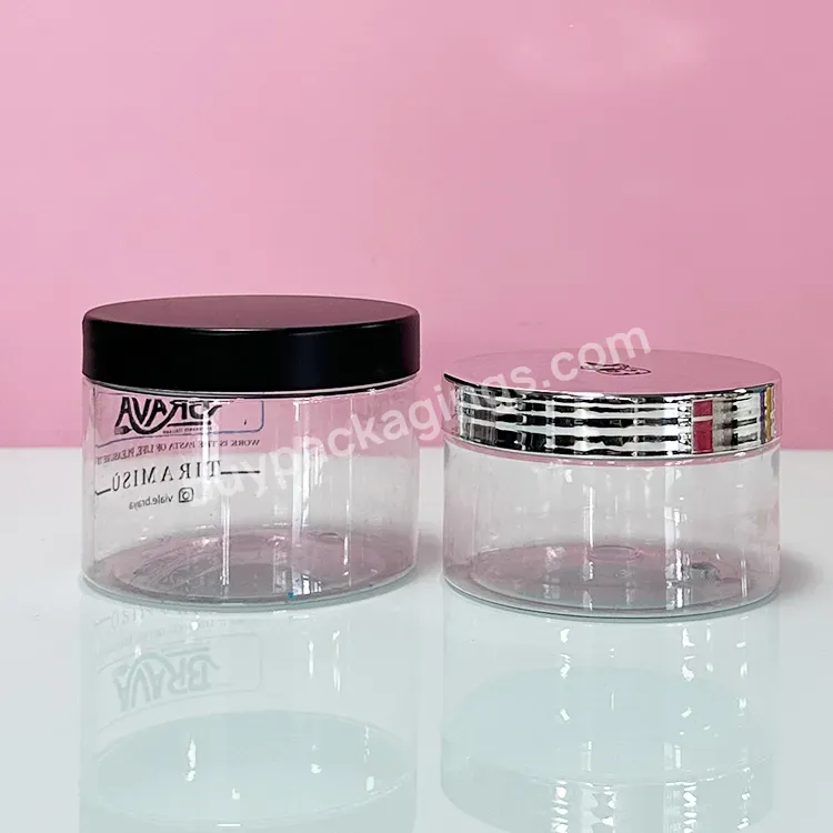 100g 200g 300g 400g Transparent Pet Plastic Jars Manufacture With Silver/gold/rose Golden Aluminum Lid For Cream Or Food - Buy Hair Gel Body Scrub Jar,Amber White Pet Plastic Jar,Plastic Hair Scrub Container Jar.