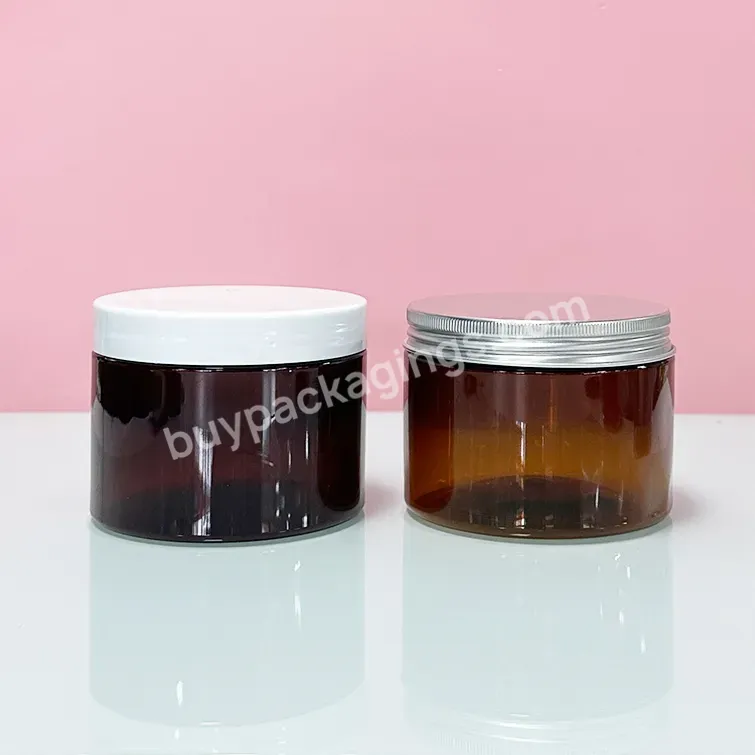 100g 200g 300g 400g Transparent Pet Plastic Jars Manufacture With Silver/gold/rose Golden Aluminum Lid For Cream Or Food - Buy Hair Gel Body Scrub Jar,Amber White Pet Plastic Jar,Plastic Hair Scrub Container Jar.