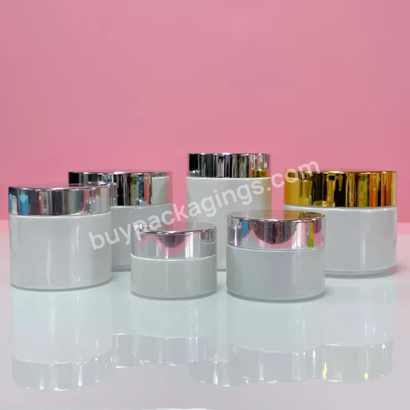 100g 50g 30g Luxury High Quality High End Custom Color Cosmetic Facial Cream Glass Jar With Gold Aluminum Lids