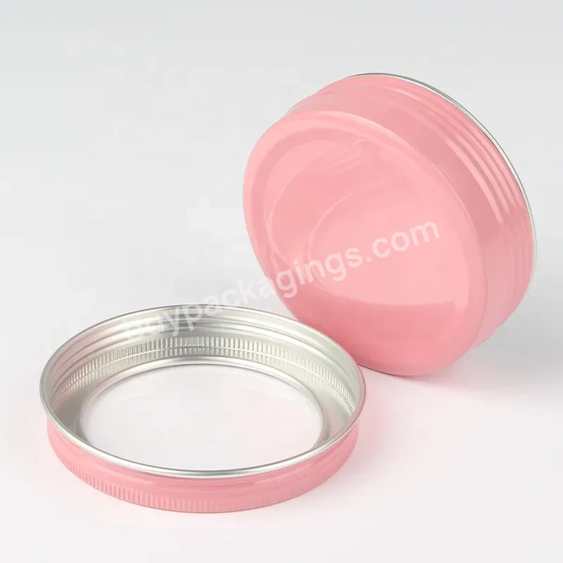 100g Pink Gold Metal Storage Box Aluminum Container Jar With Clear Pet Window Cap Lid