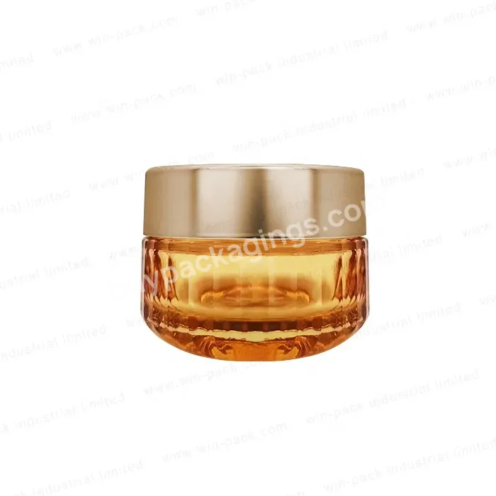 100g Winpack Yellow Luxury Cream Glass Jar Cosmetic Packaging With Shiny Gold Cap