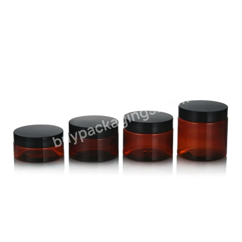 100ml 120ml 150ml 200ml 250g 80ml Body Butter Scrub Hair Mask Amber 8 Oz Cosmetic Jar Pet Plastic Jars Food Grade With Black Lid