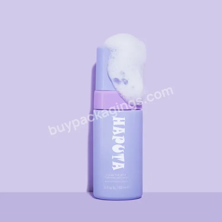 100ml 120ml 150ml 200ml Purple Foam Bottle For Face Cleanser Customized Eyelash Shampoo Packaging Matte Mousse Foaming Bottles