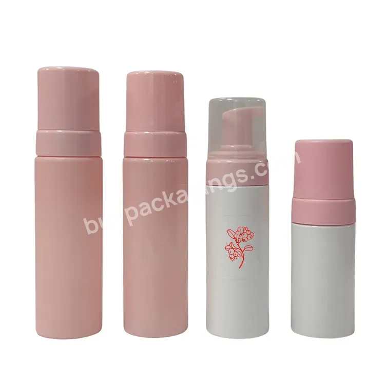 100ml 120ml 150ml 200ml White Pink Black Clear Foaming Mousse Bottles Facial Foam Cleanser Bottle With Pink Pump Cover